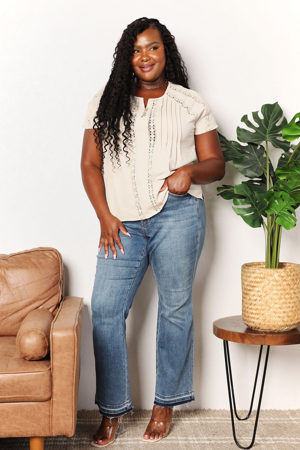 Double Take: Crochet Top, Buttoned Sleeves
