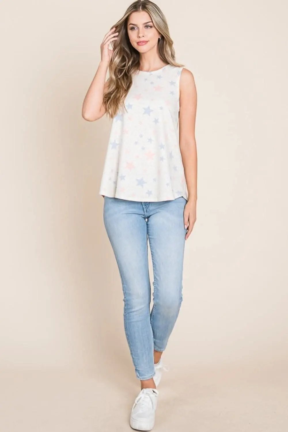 BOMBOM Star Print Round Neck Tank - Love Salve