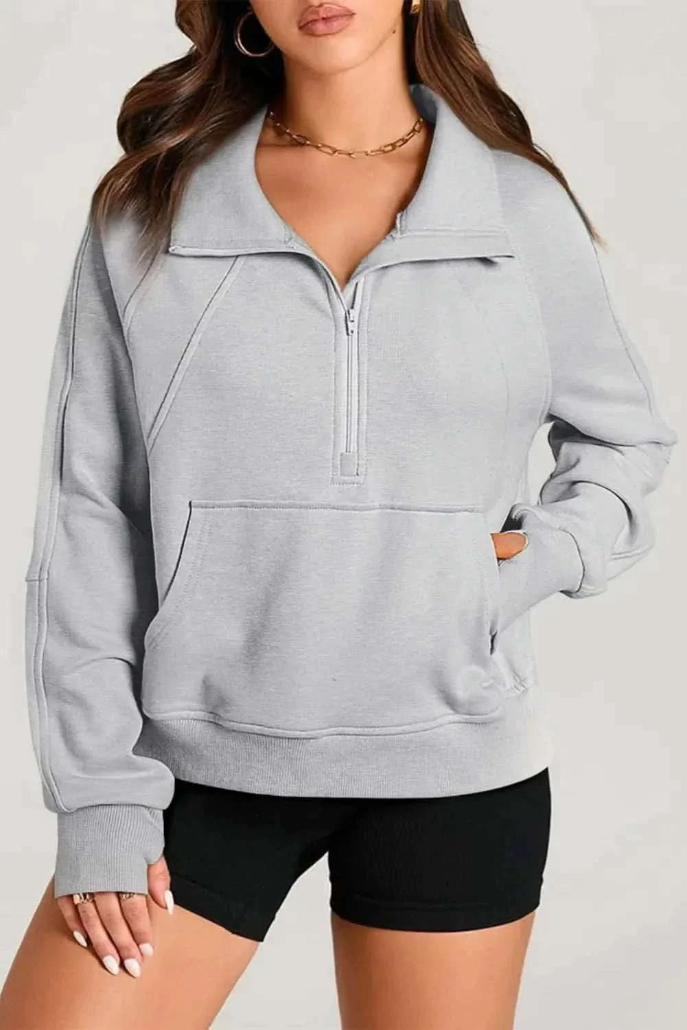 Half Zip Long Sleeve Sweatshirt - Love Salve
