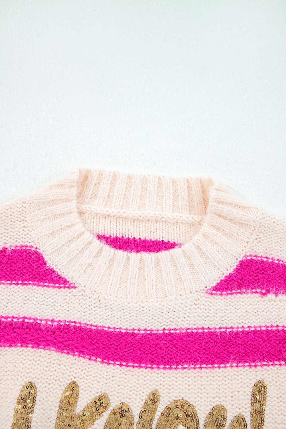 Rose Red I Know Waht I Wat Sequin Letter Graphic Sweater
