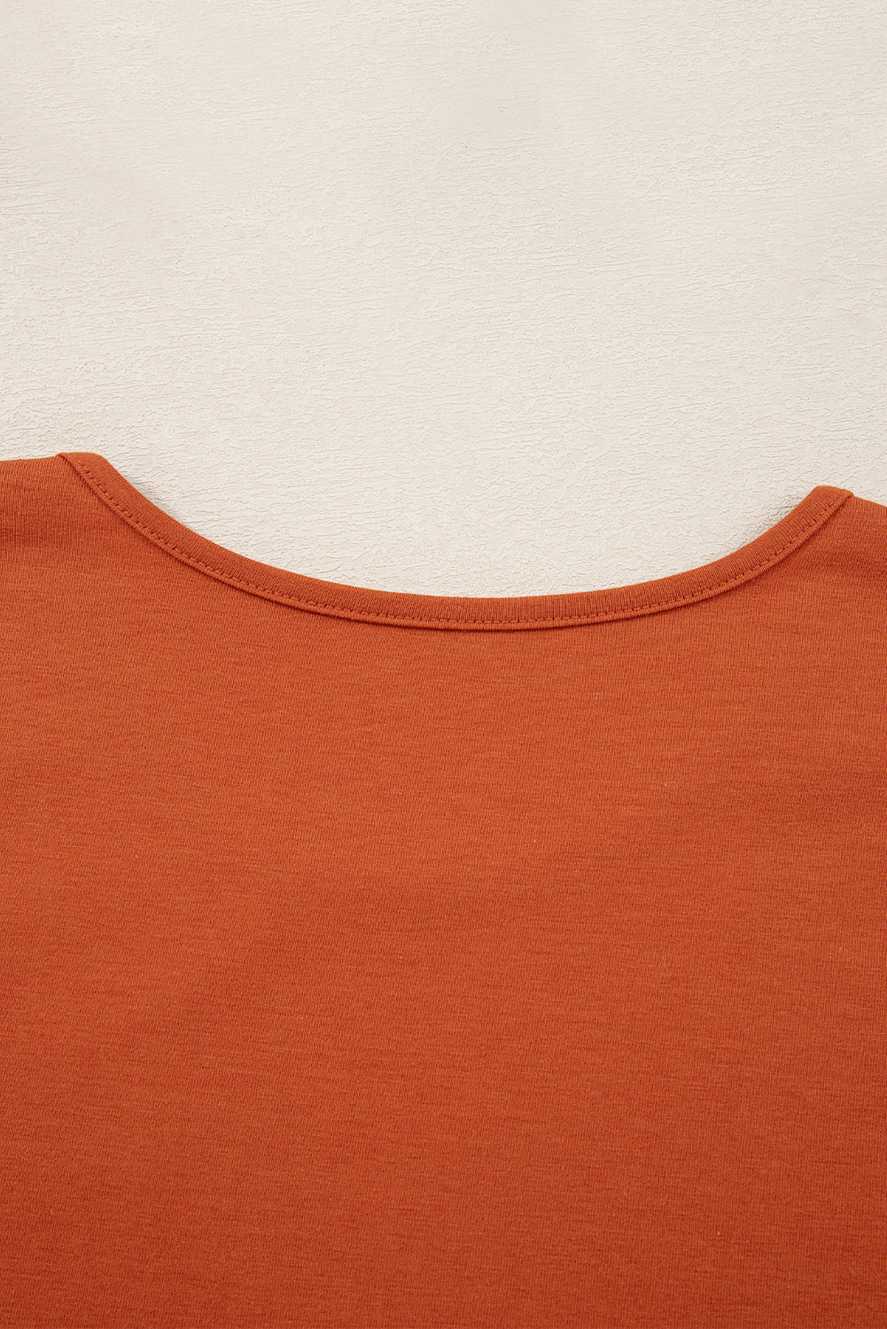 Red Clay Asymmetric Seam Detail Solid Color Long Sleeve Top