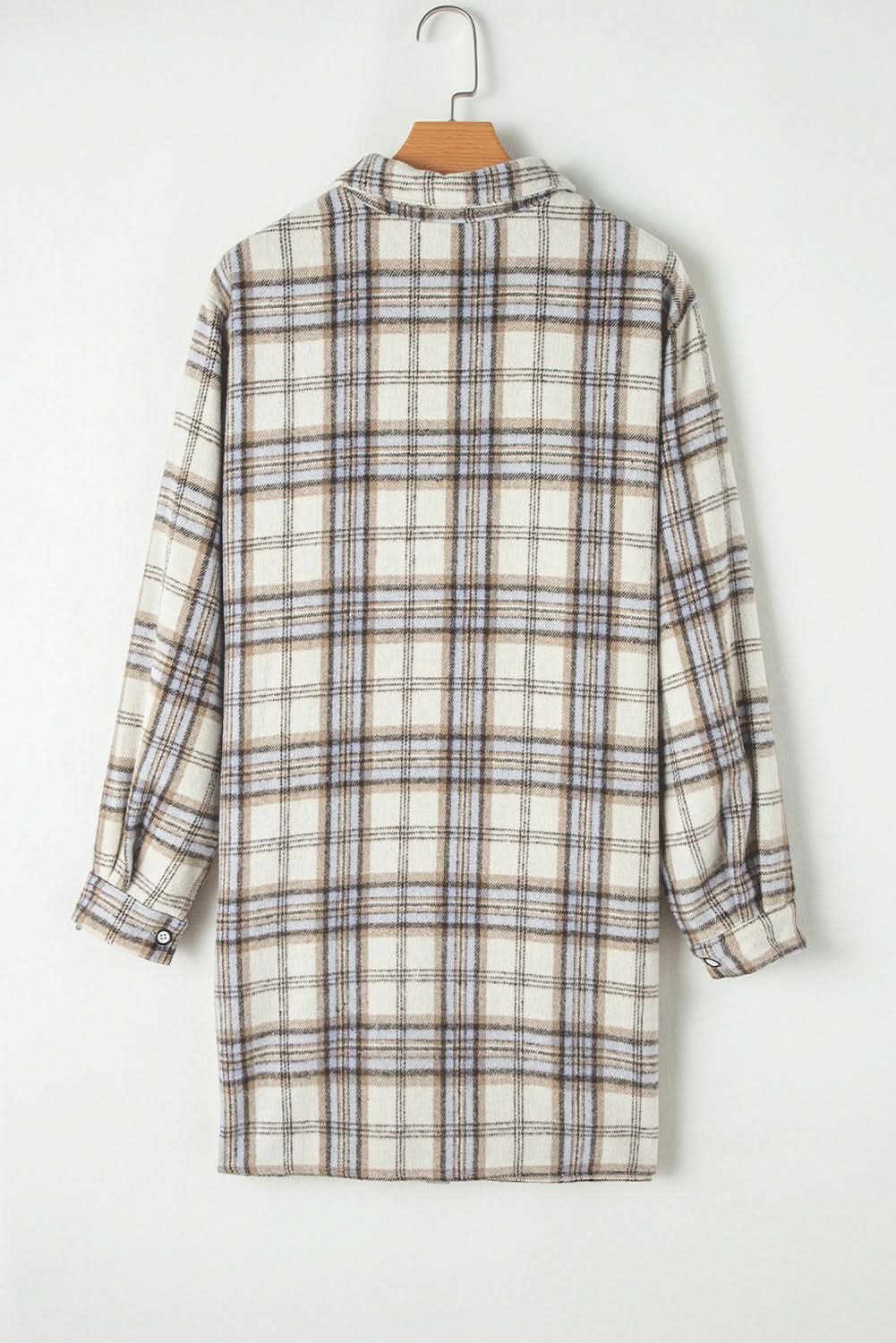 Chic white plaid plus size shacket - Love Salve