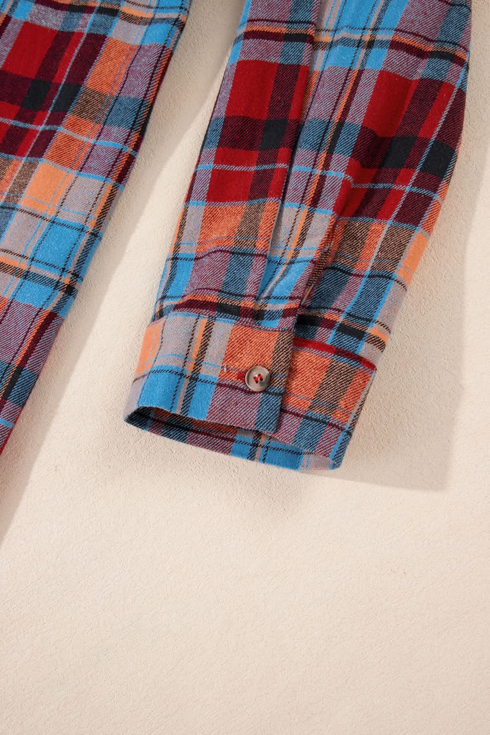Red plaid plus size button-up shirt - Love Salve