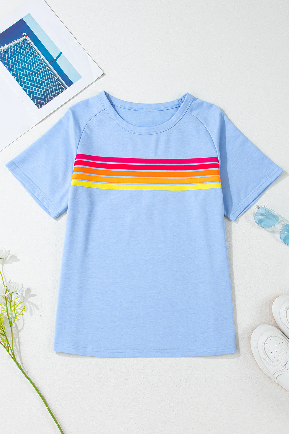 Priscilla Striped Patch Front Casual Top for Everyday Wear - Love Salve
