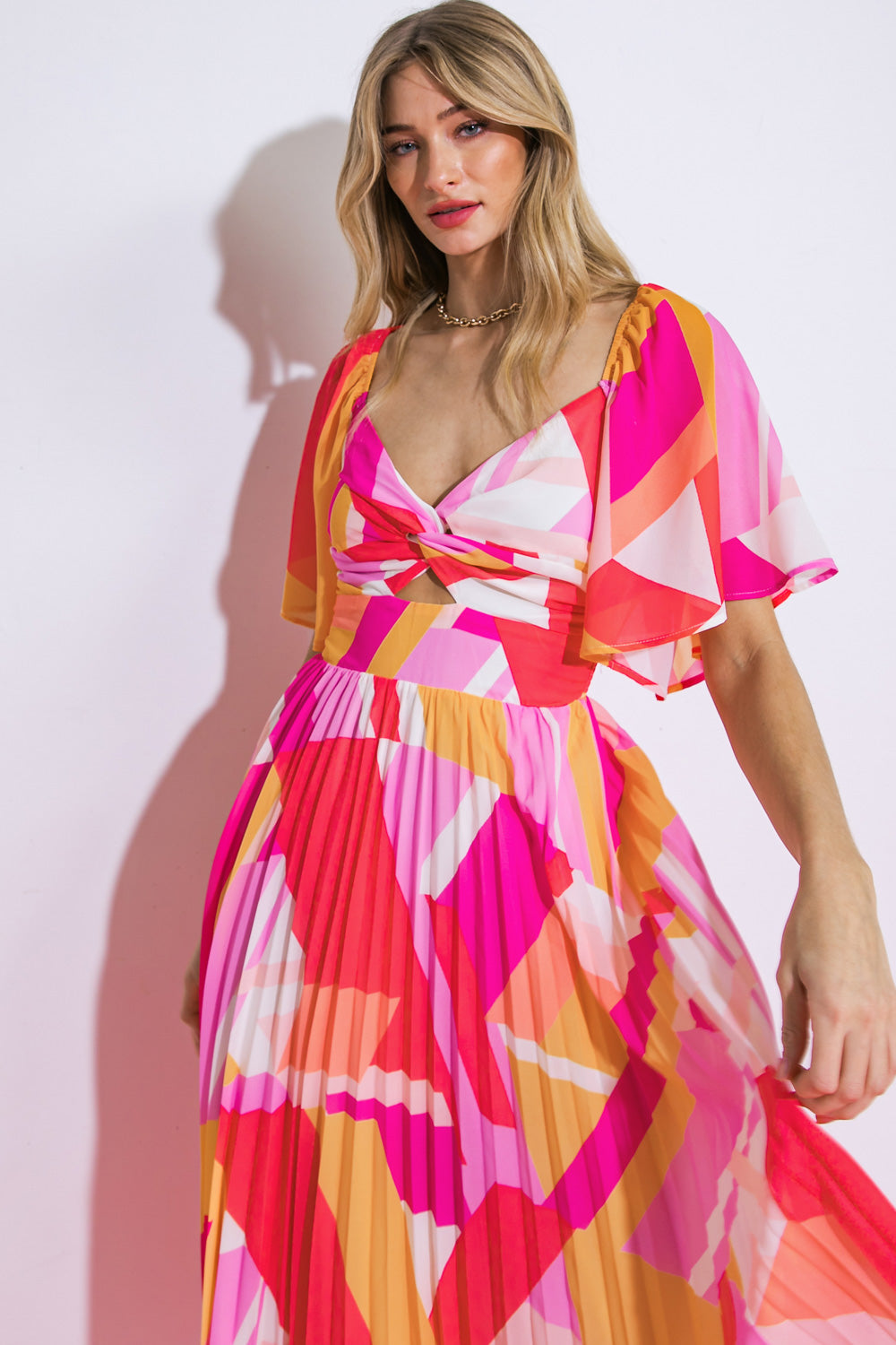 Still In To You Woven Midi Dress With Sweetheart Neckline