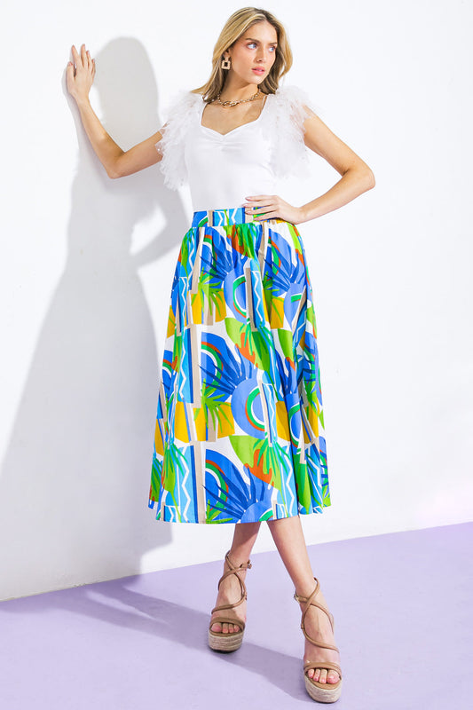 ARE WE THERE YET WOVEN MIDI SKIRT Flying Tomato
