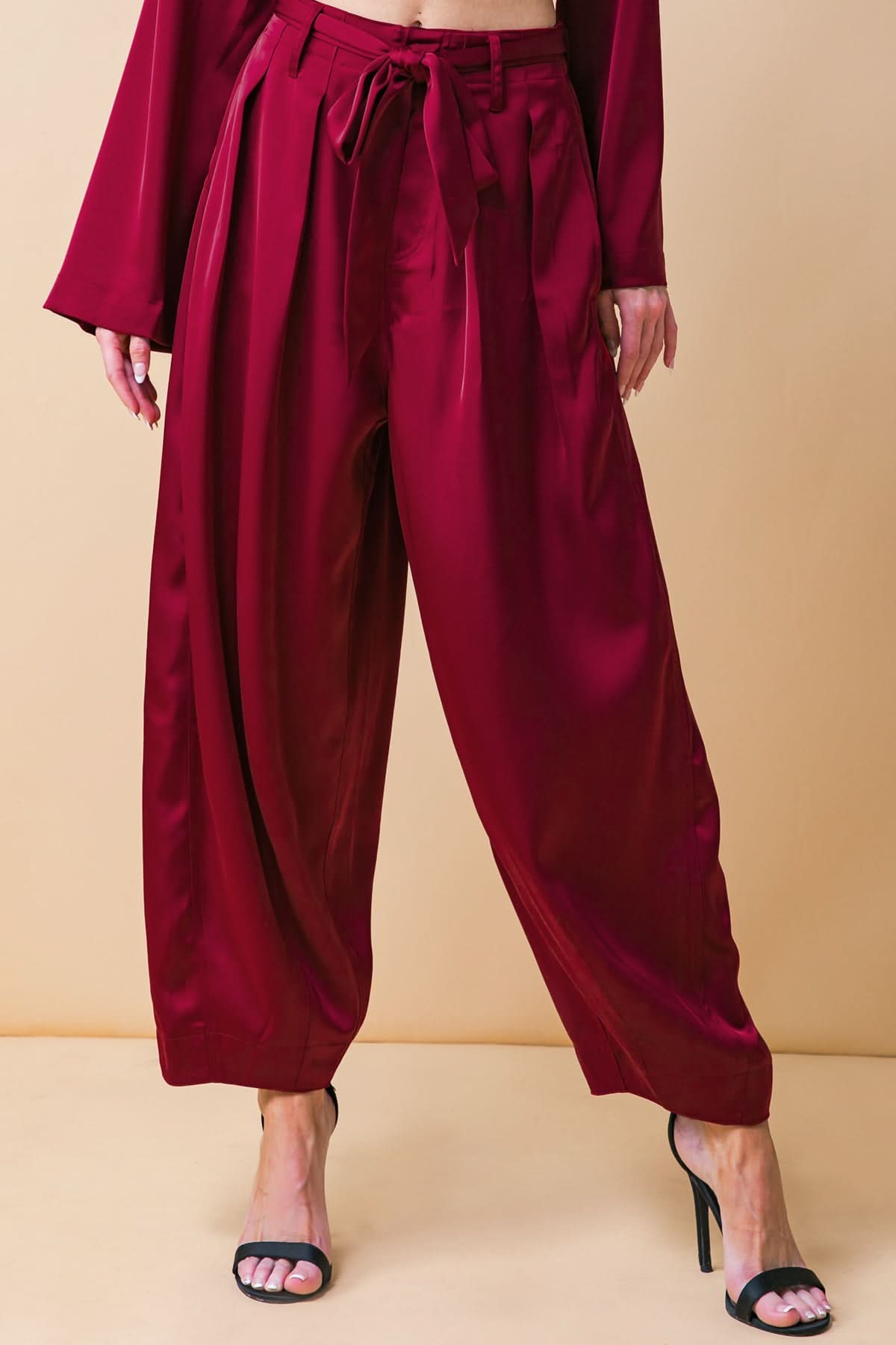 POWERFUL CHARM WOVEN SATIN PANTS