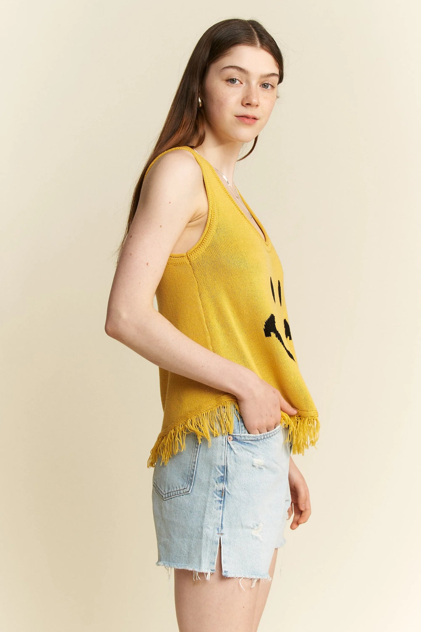 Jade By Jane Full Size Smiley Fringe Tank Top Plus Size - Love Salve