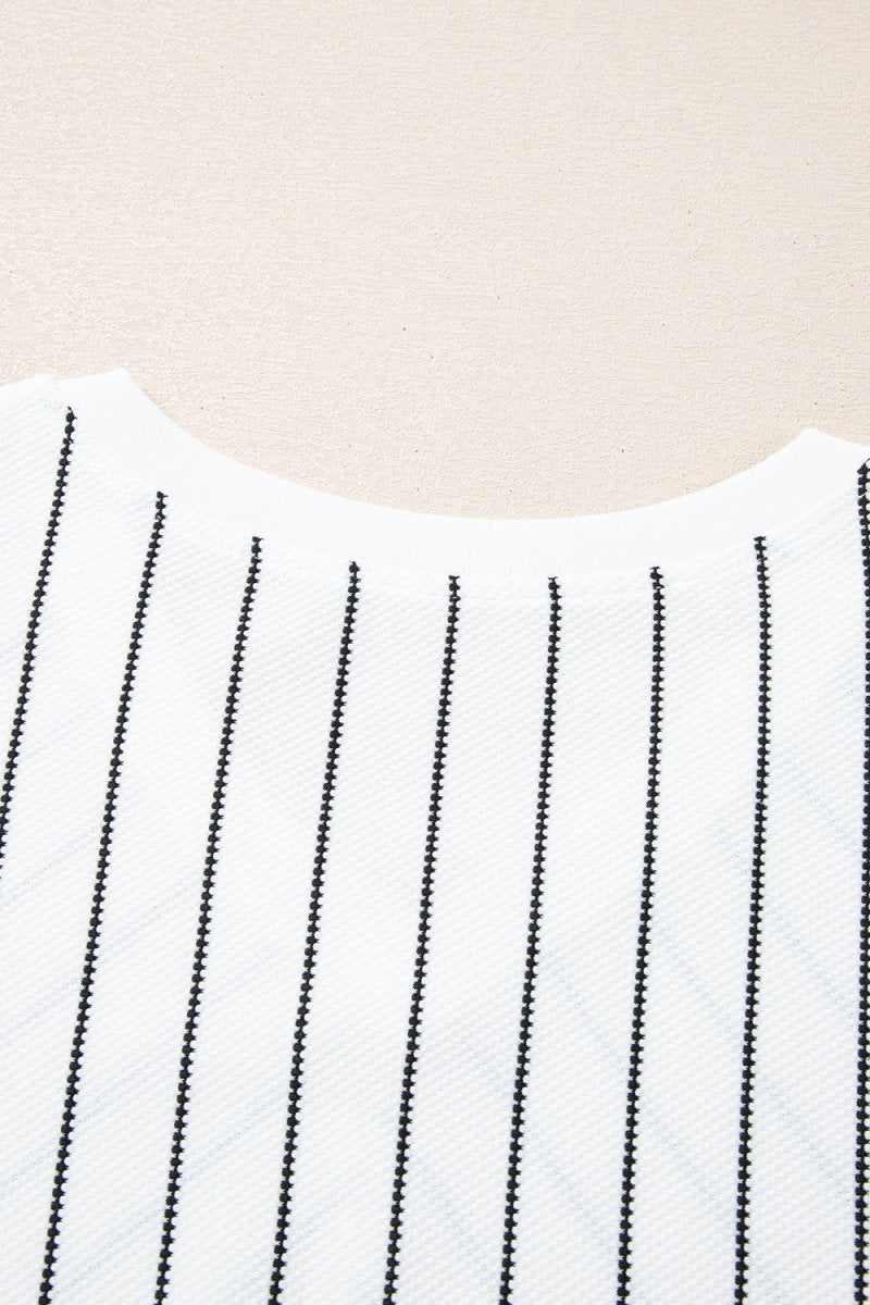 Fashionable Striped V-Neck Long Sleeve Blouse for Women - Love Salve