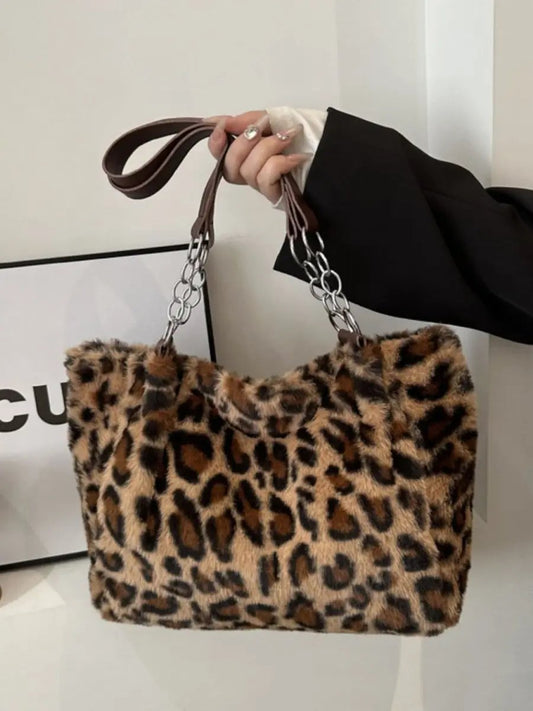Faux Fur Leopard Shoulder Bag - Love Salve
