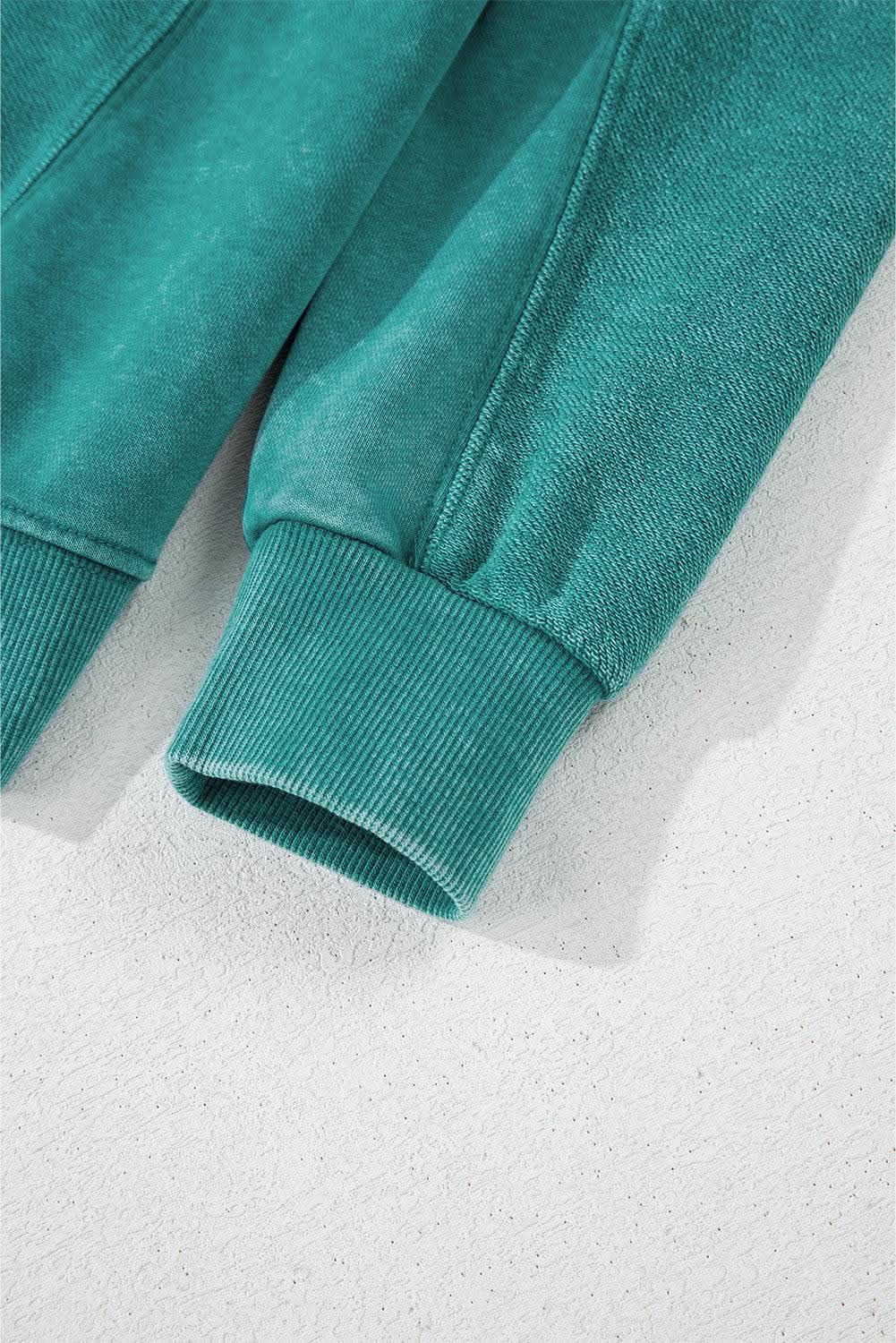 Skobeloff Solid Color Notched Neck Drop Shoulder Sweatshirt - Love Salve