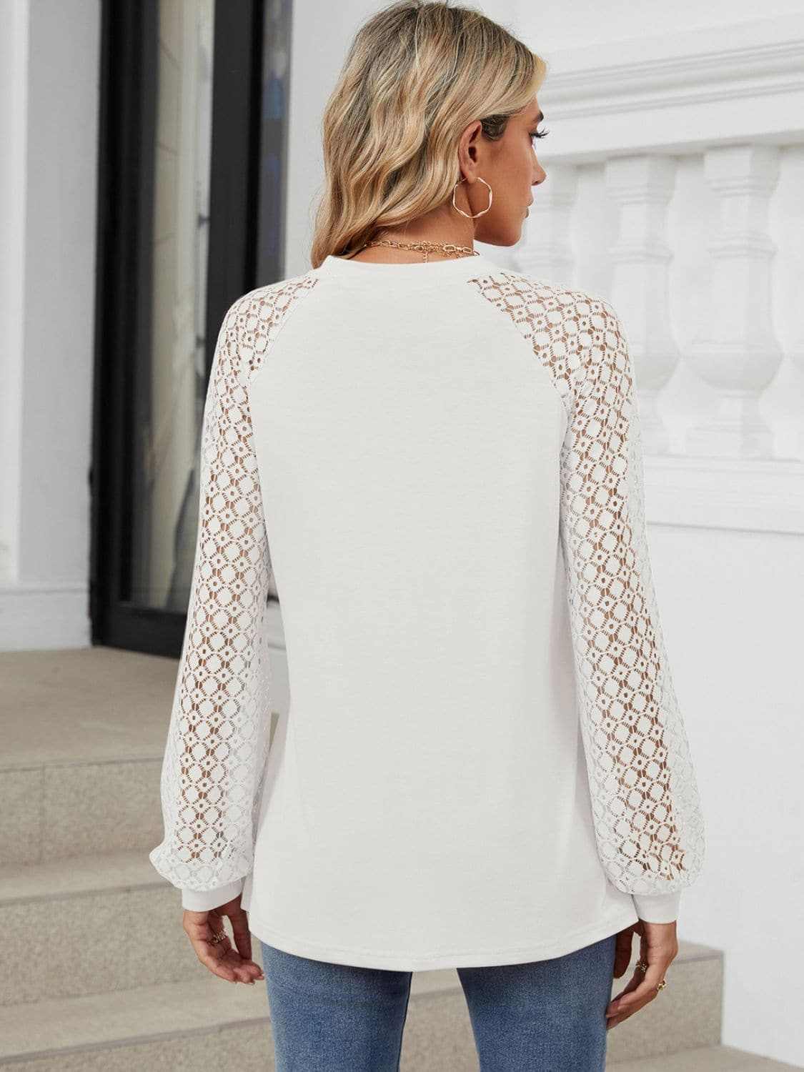 Lace long sleeve top in black - Love Salve