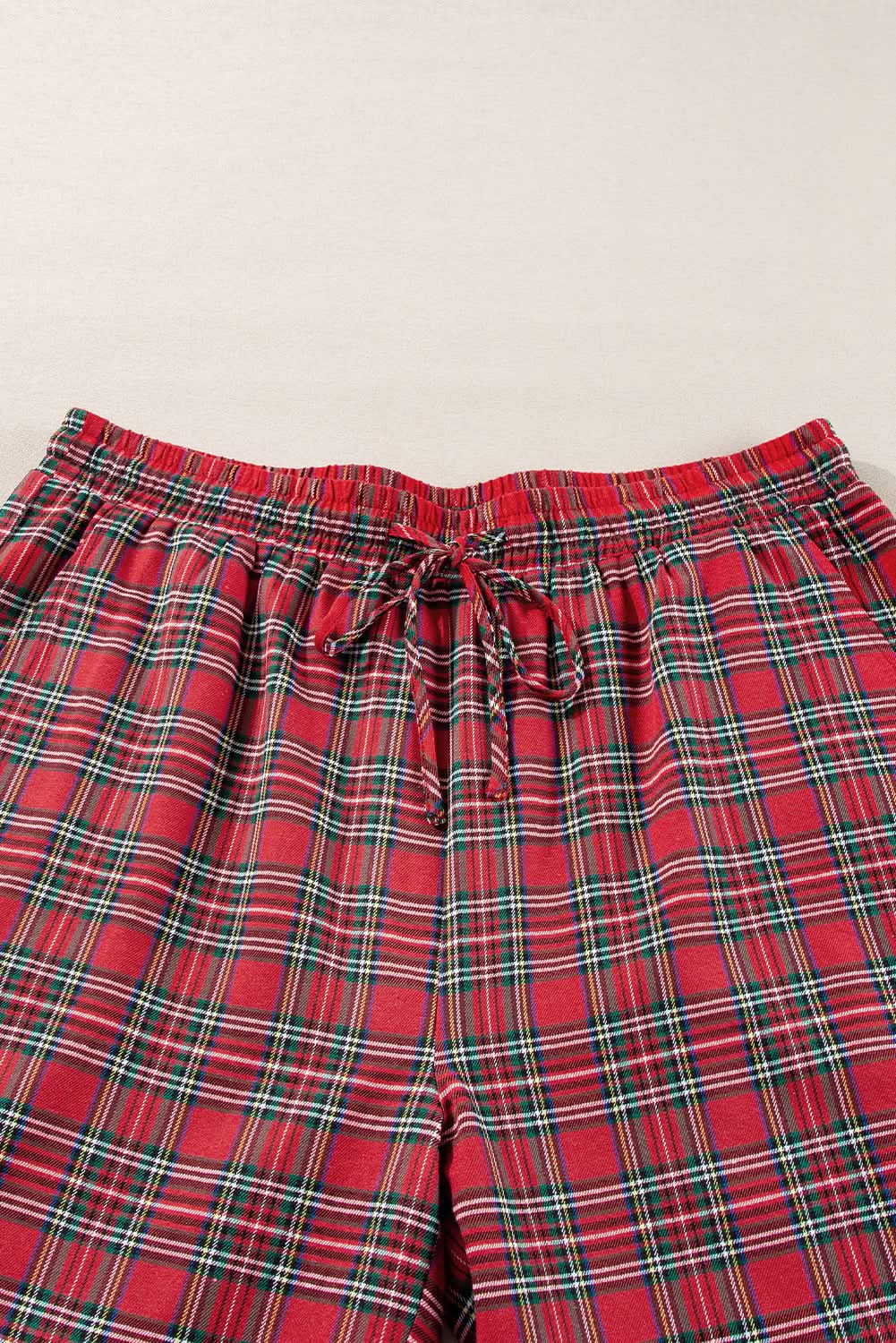 Cozy plus size red plaid lounge set - Love Salve