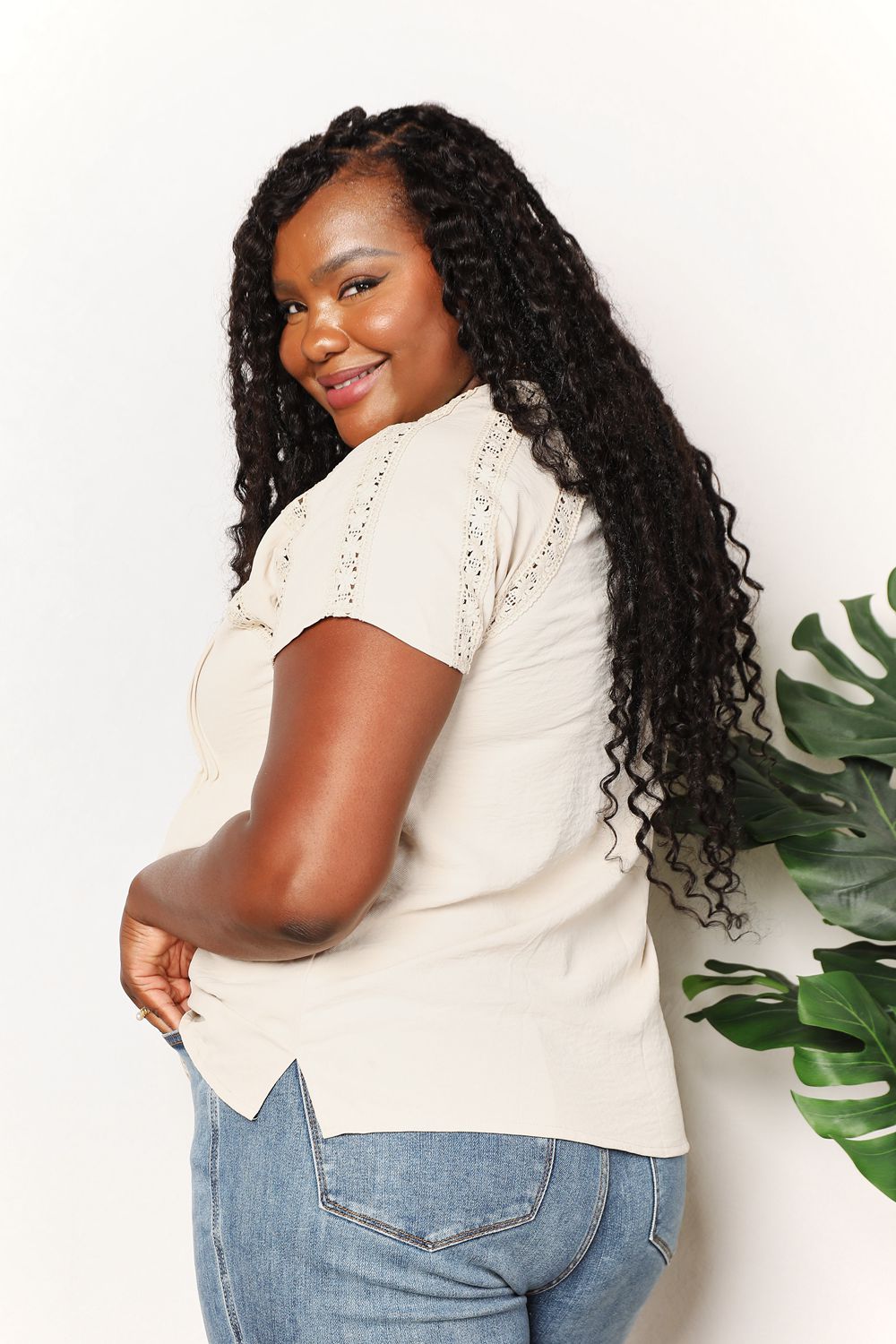 Double Take: Crochet Top, Buttoned Sleeves