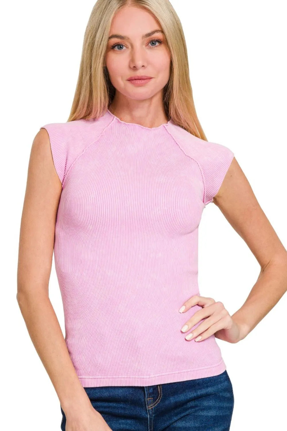 Zenana Washed Ribbed Seamless Top - Love Salve