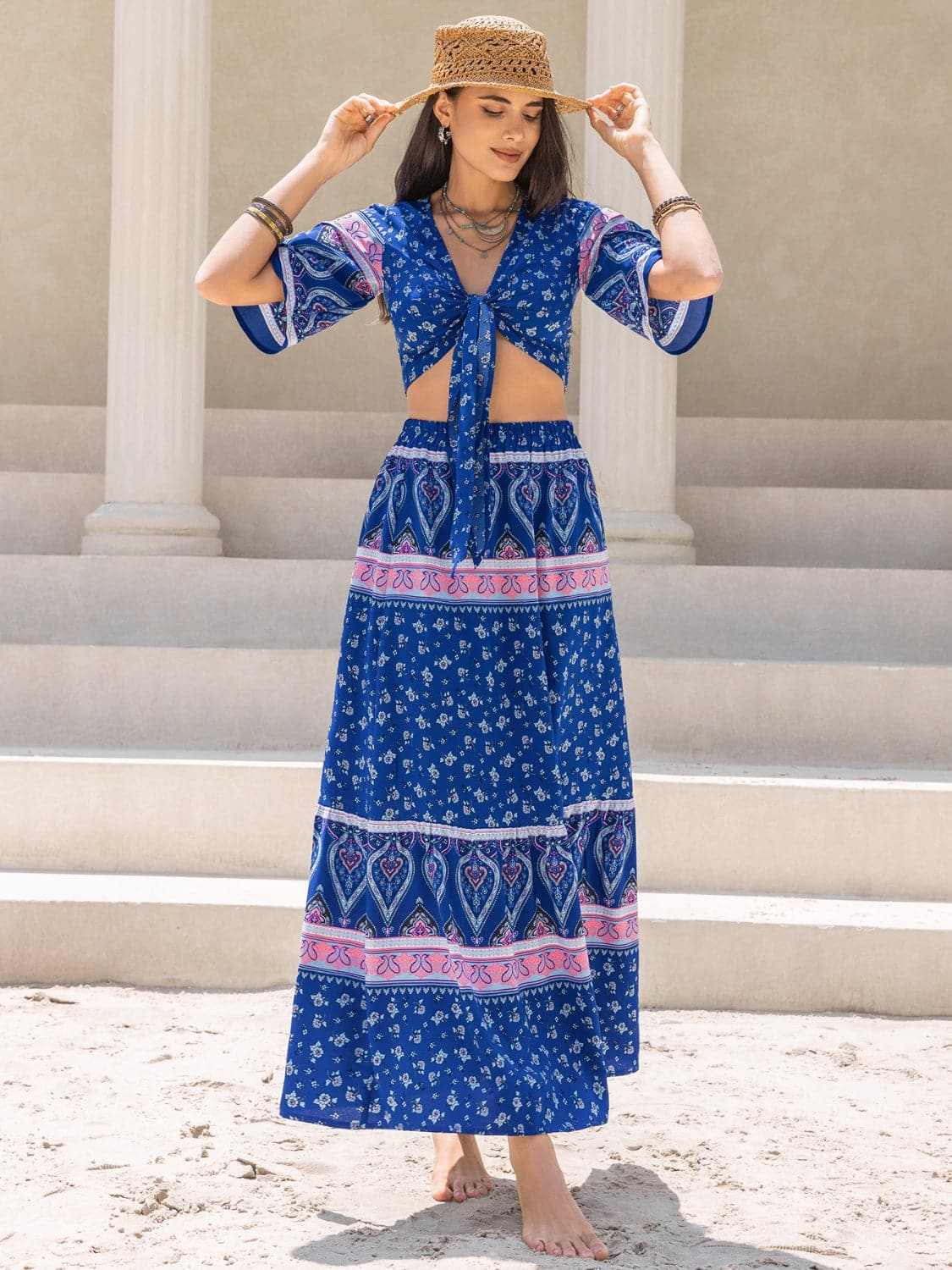 Chic flutter sleeve top & skirt set - Love Salve
