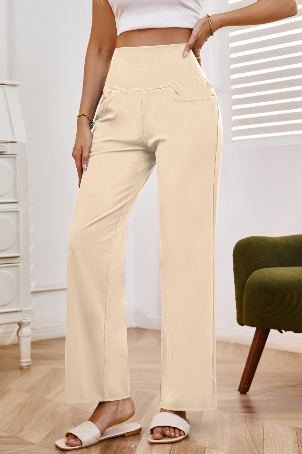Sculpt & Flow High Waist Wide Leg Pants with Pockets