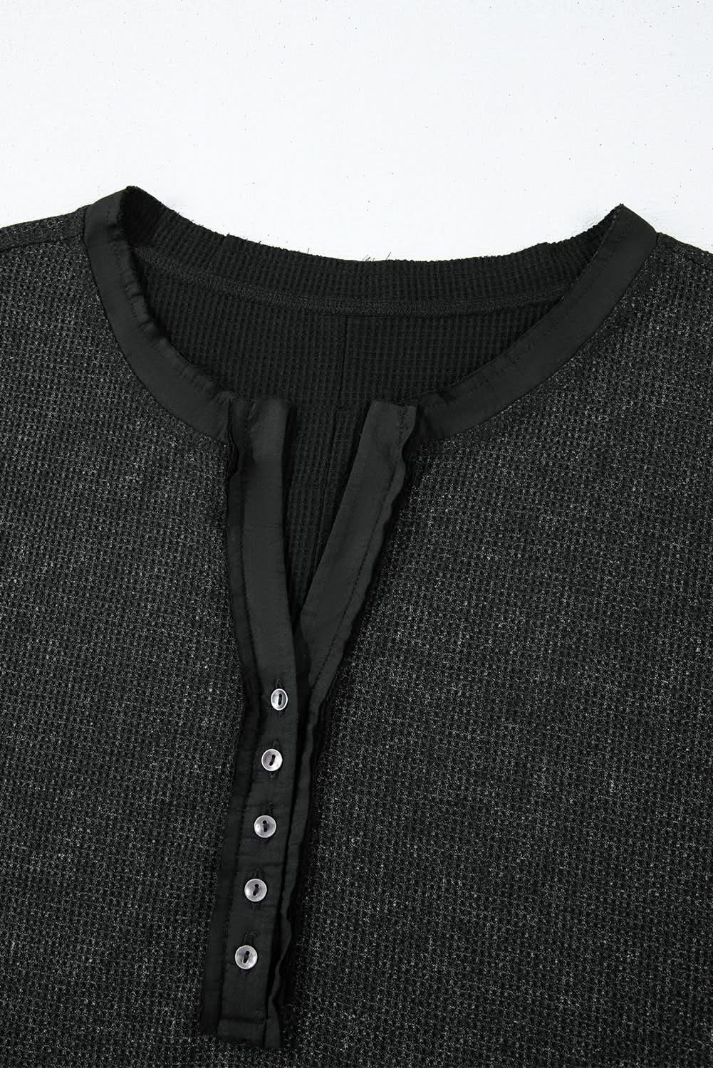 Schickes schwarzes Langarm-Top mit Acid-Waschung
