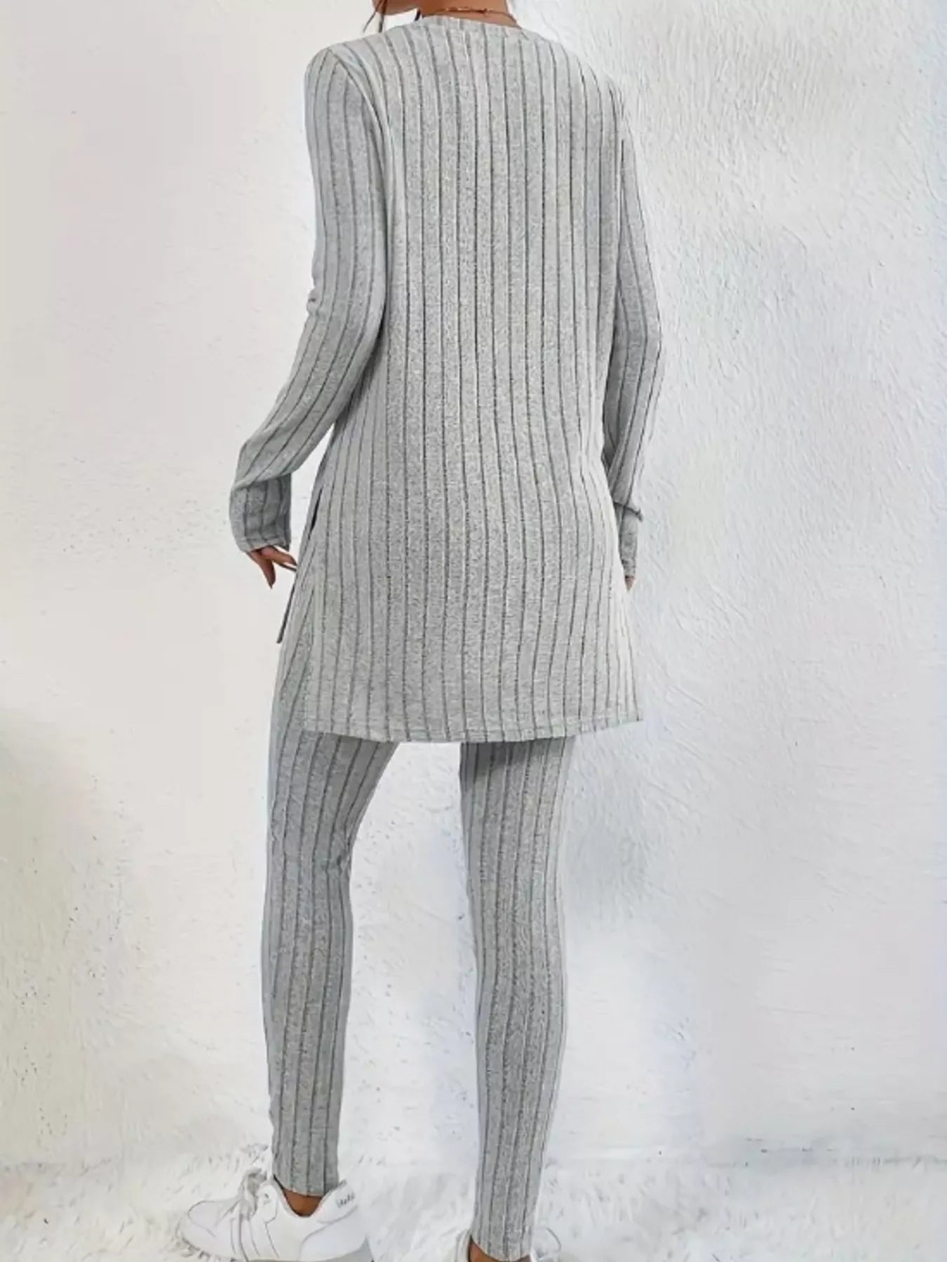 Side Slit Ribbed Top and Pants Set