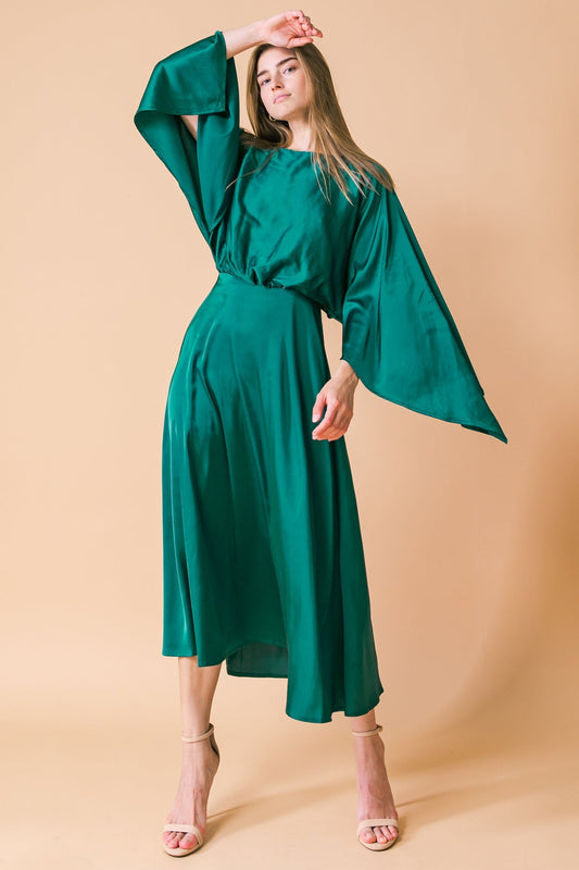 CAUGHT FEELINGS WOVEN MIDI DRESS Flying Tomato