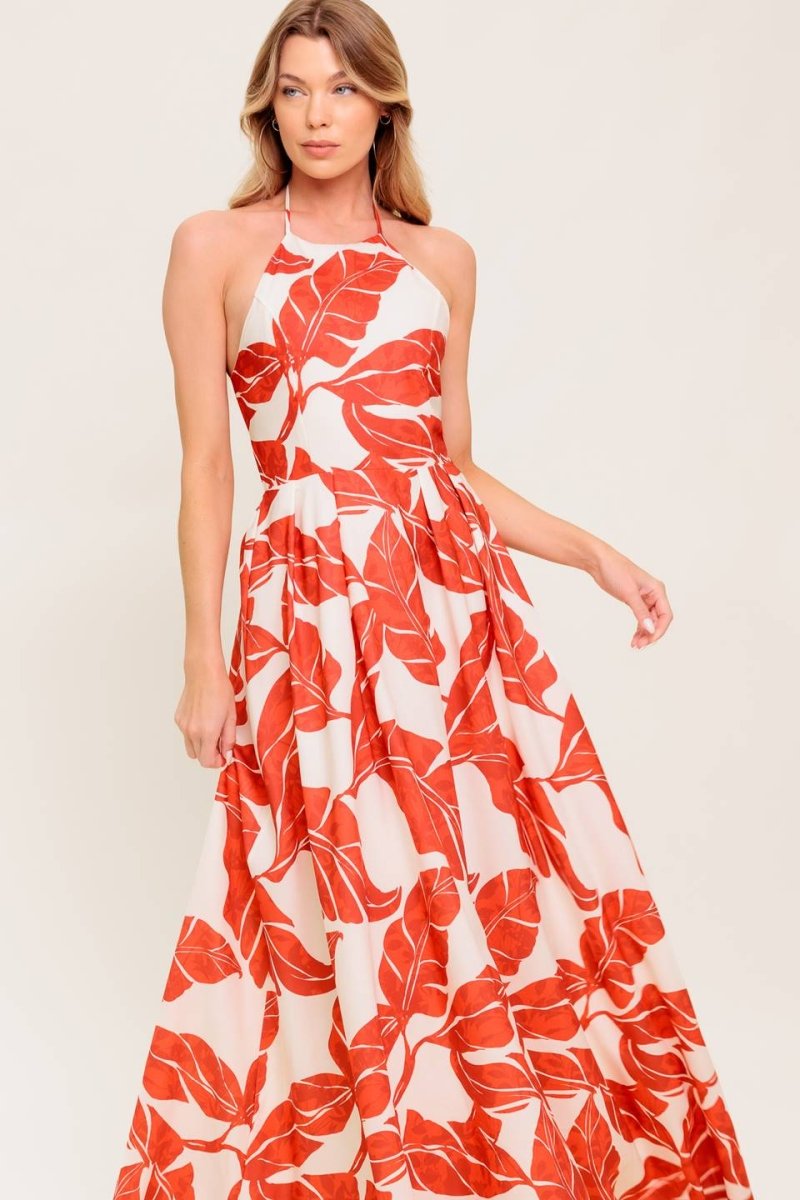 FIRST GLANCE RED WOVEN MIDI DRESS - Love Salve