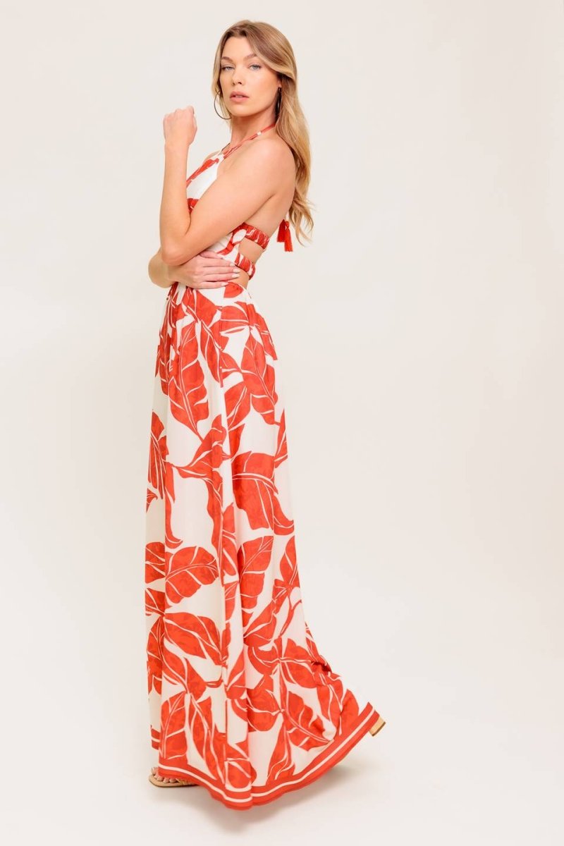 FIRST GLANCE RED WOVEN MIDI DRESS - Love Salve