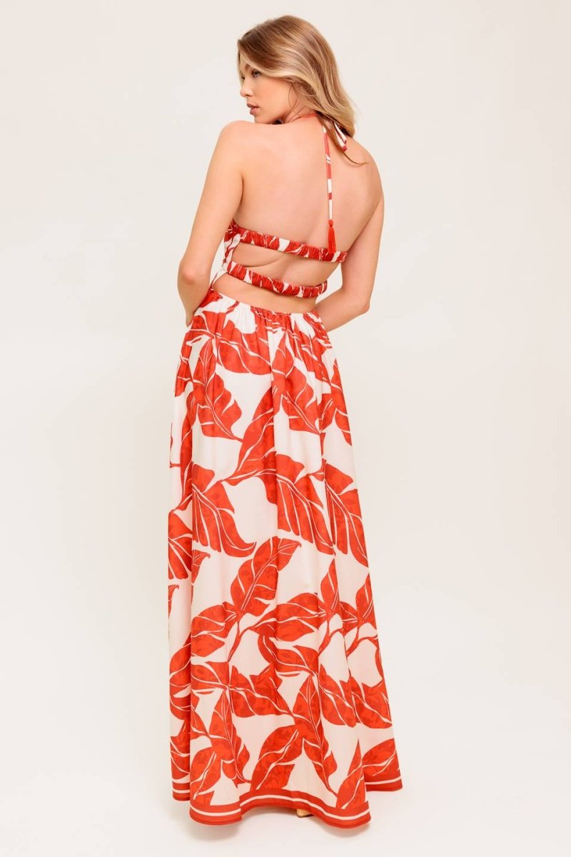 FIRST GLANCE RED WOVEN MIDI DRESS - Love Salve