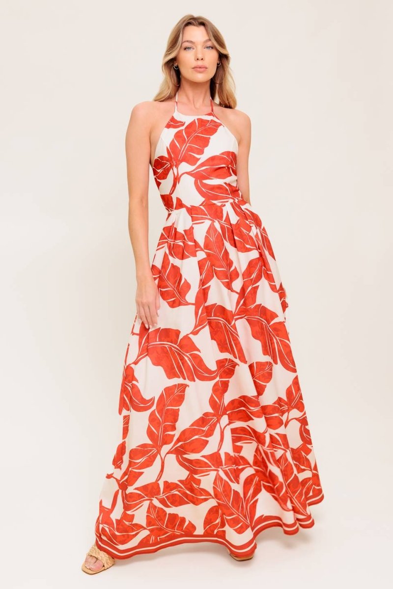 FIRST GLANCE RED WOVEN MIDI DRESS - Love Salve