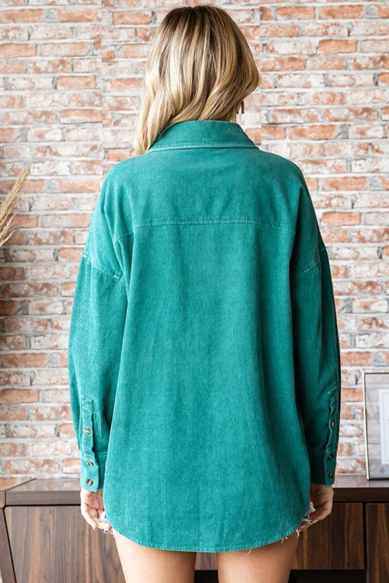 First Love Washed Corduroy Button Down Long Sleeve Shirt - Love Salve