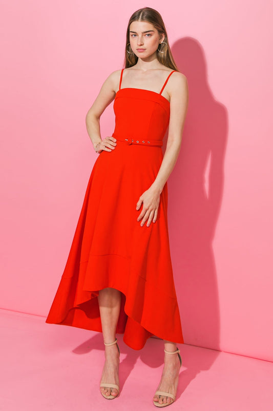 WATCH ME GO WOVEN HI-LO DRESS Flying Tomato