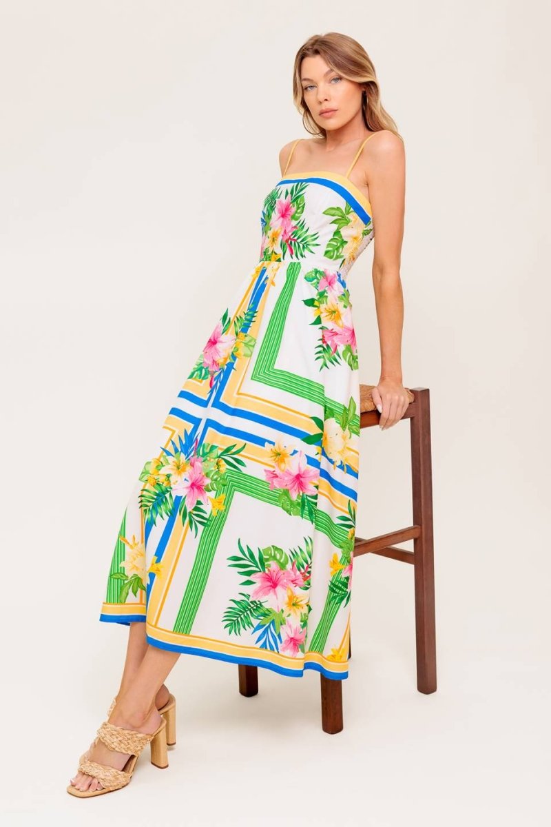 FLORAL HARMONY WOVEN MIDI DRESS - Love Salve