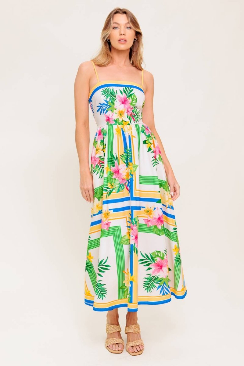 FLORAL HARMONY WOVEN MIDI DRESS - Love Salve