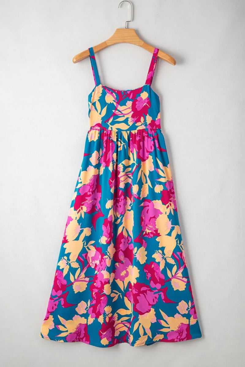 Floral Square Neck Cami Dress with Pockets for Women - Love Salve