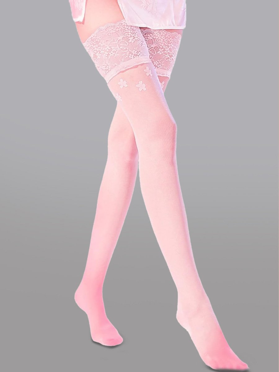 Flower Lace High Stockings - Love Salve