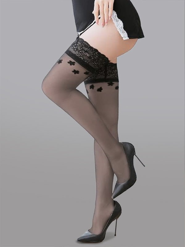Flower Lace High Stockings - Love Salve