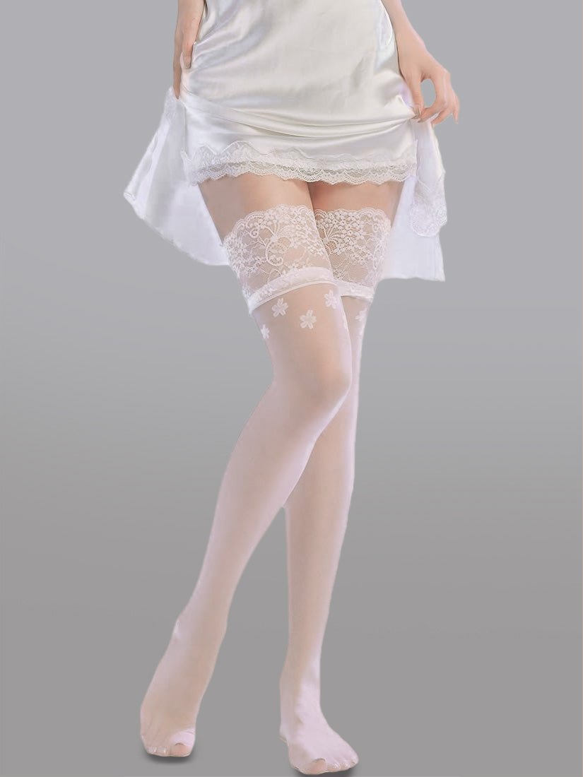 Flower Lace High Stockings - Love Salve