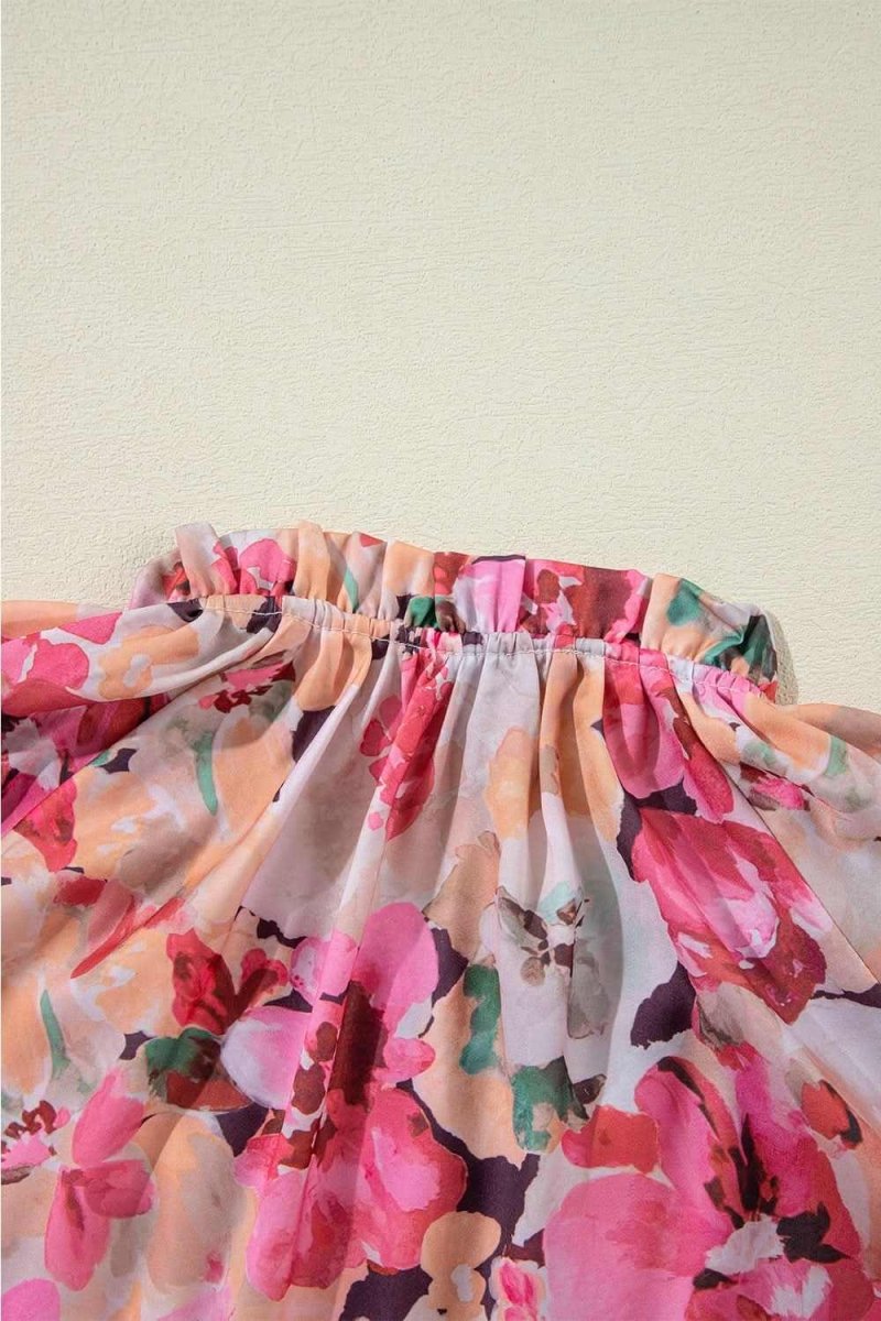 Frill Floral Button Down Long Sleeve Shirt - Love Salve