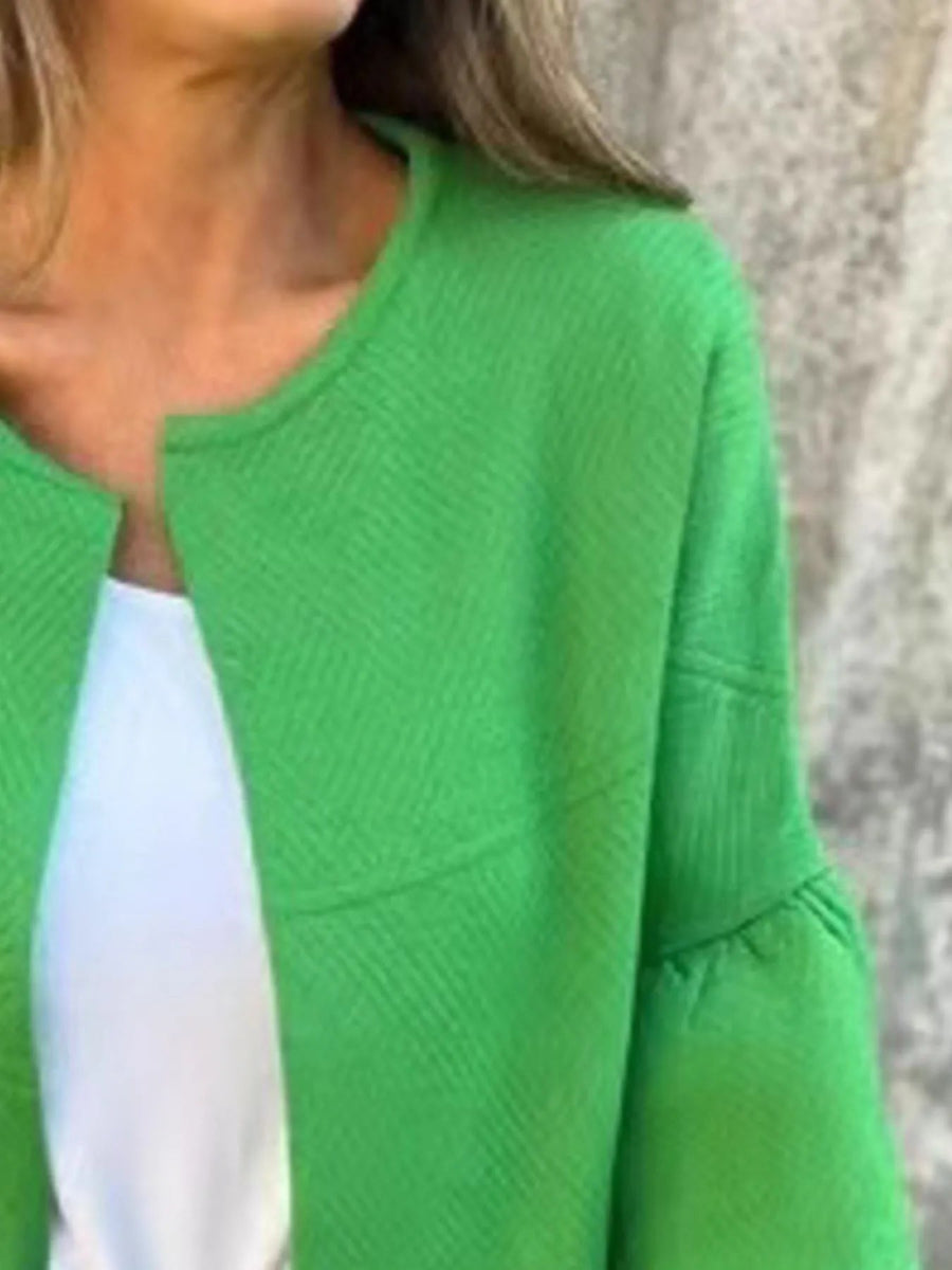 Full Size Bell Sleeve Open Front Cardigan Plus Size - Love Salve