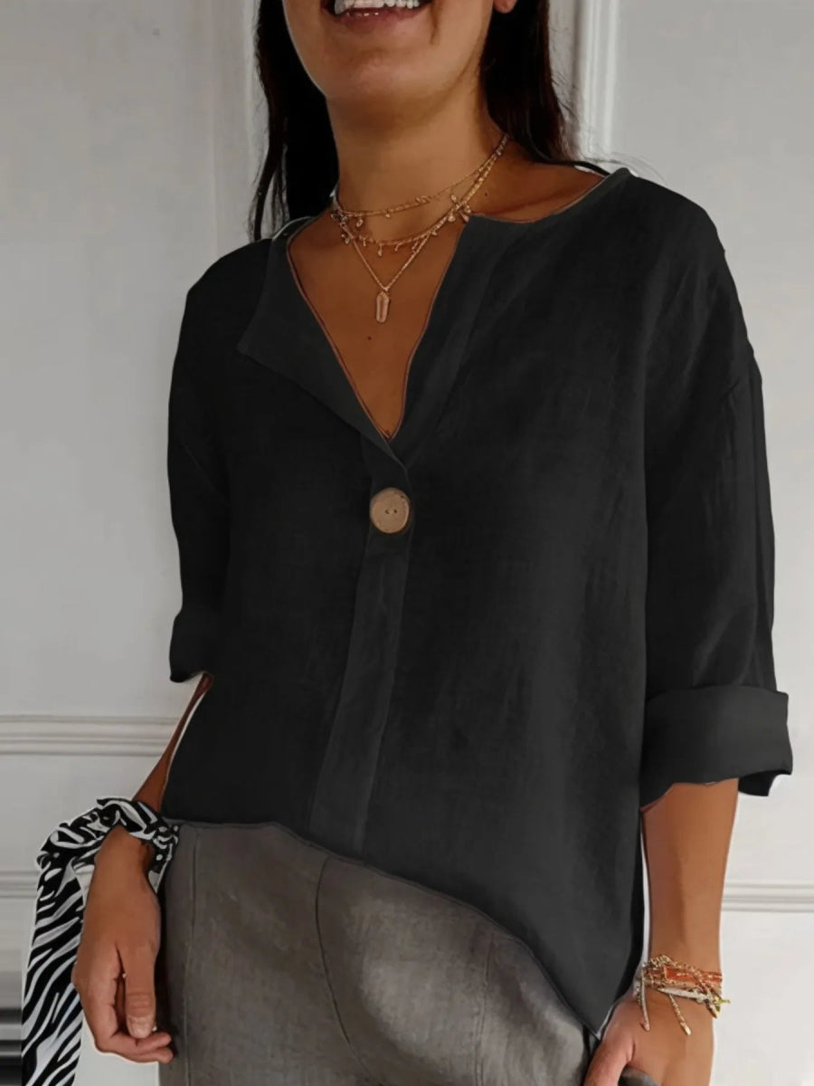 Full Size Casual Notched Drop Shoulder Blouse Plus Size - Love Salve