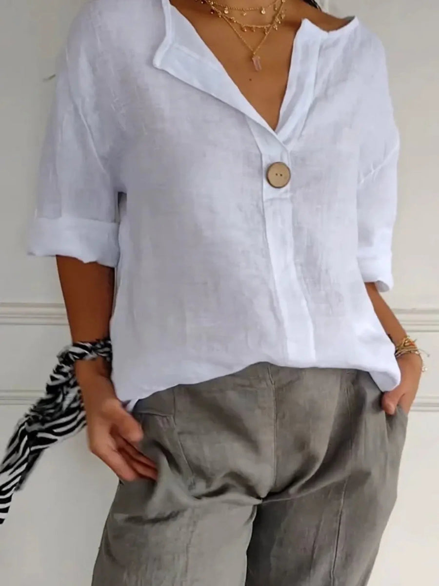 Full Size Casual Notched Drop Shoulder Blouse Plus Size - Love Salve