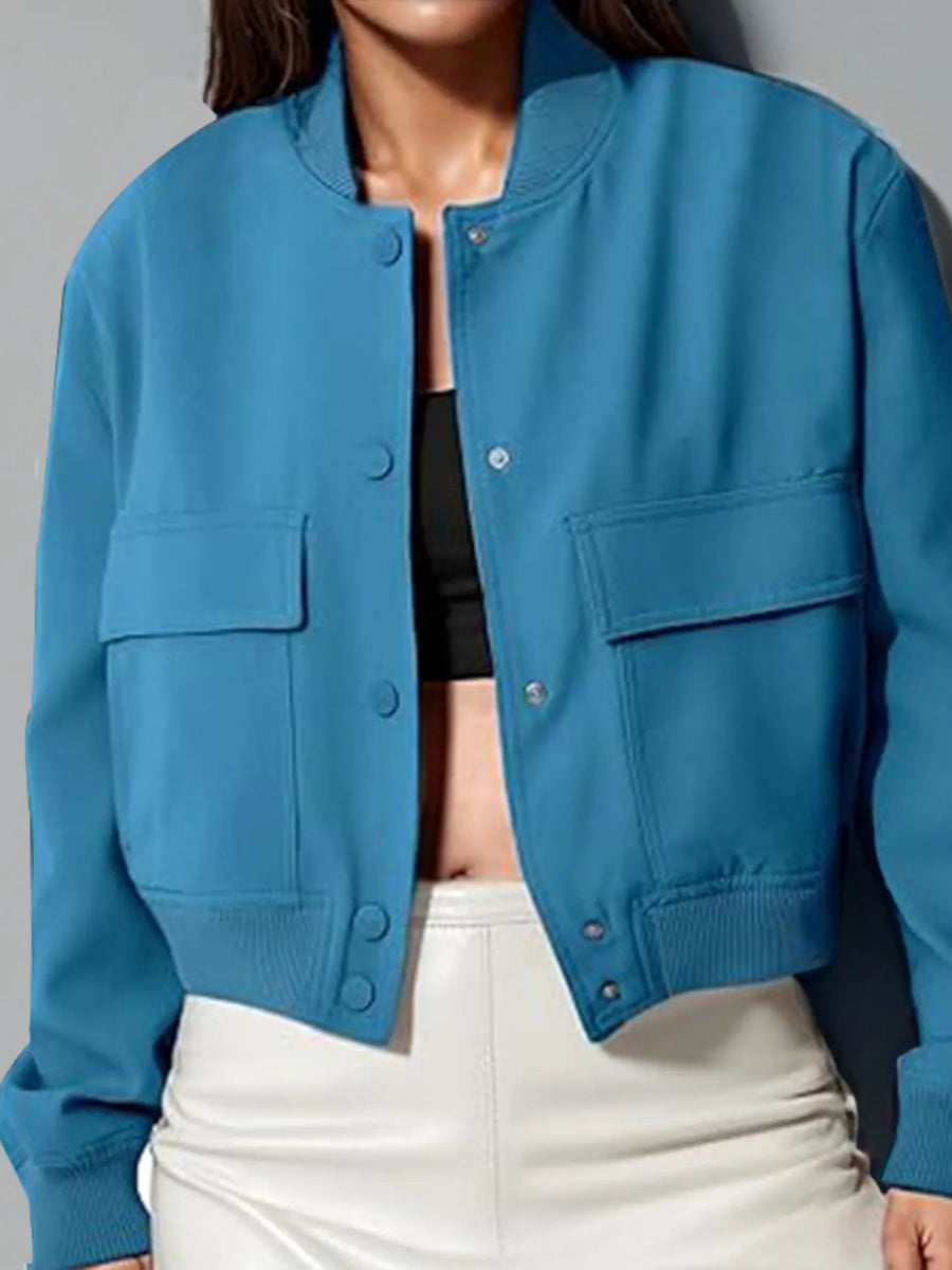Full Size Cropped Snap Down Jacket Plus Size - Love Salve