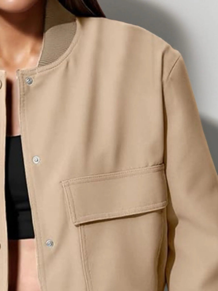 Full Size Cropped Snap Down Jacket Plus Size - Love Salve
