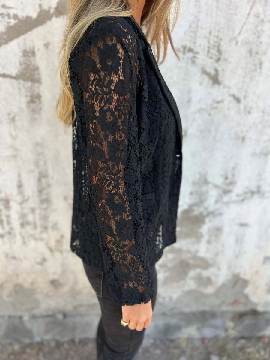 Full Size Lace Open - Front Blazer Plus Size - Love Salve