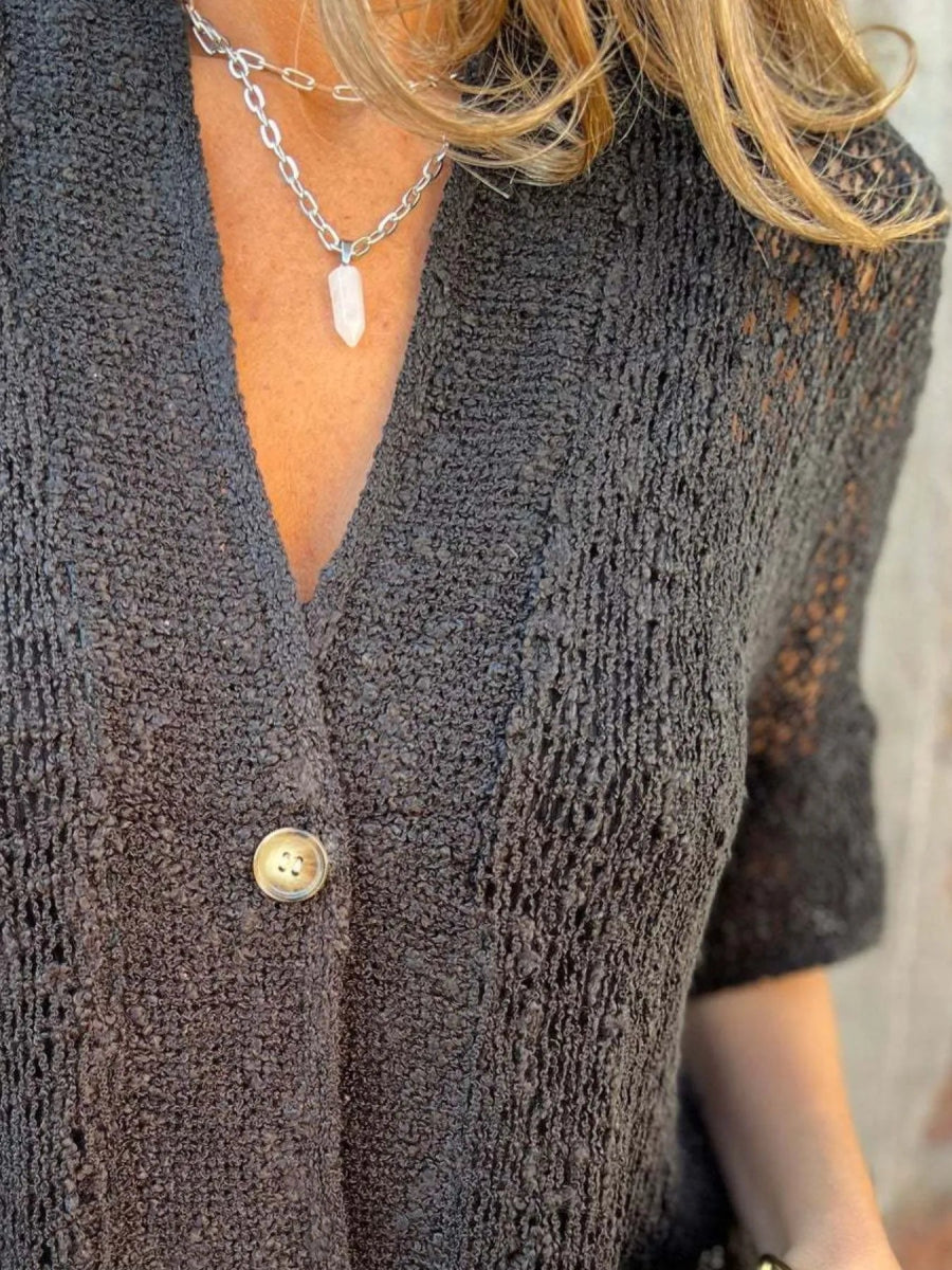 Full Size One Button Half Sleeve Cardigan Plus Size - Love Salve