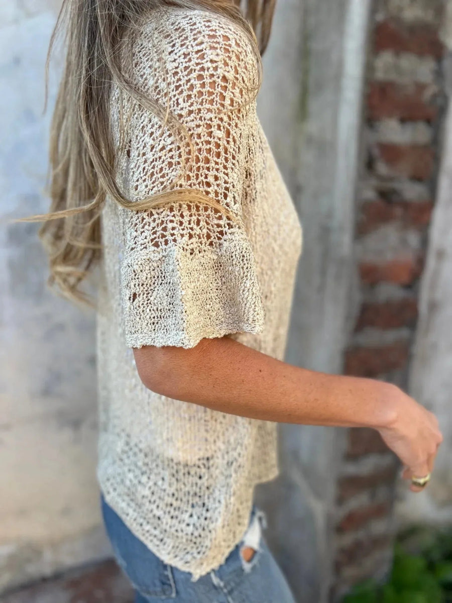 Full Size One Button Openwork Cardigan Plus Size - Love Salve