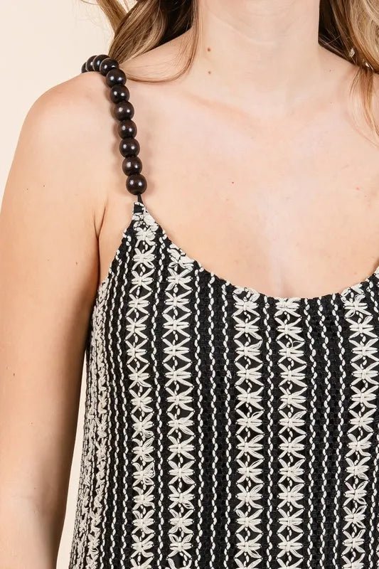 GeeGee Plus Size Striped Scoop Neck Beaded Strap Maxi Dress - Love Salve