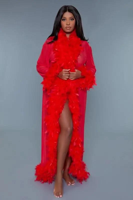 Glamour Boa Feather Trim Robe - Love Salve