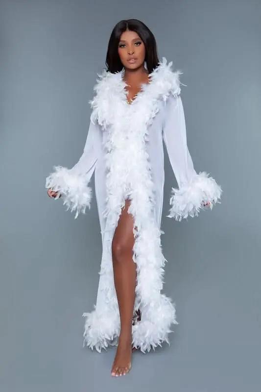 Glamour Boa Feather Trim Robe - Love Salve