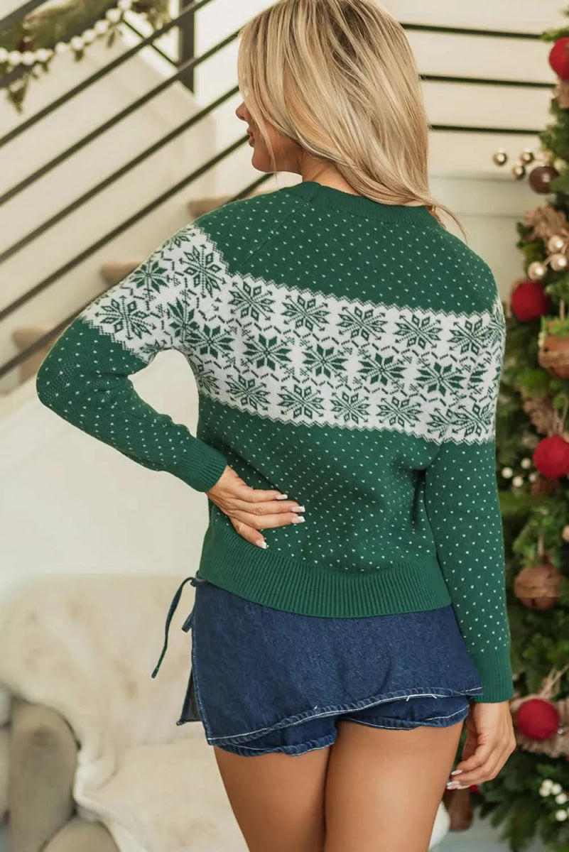 Graphic Round Neck Long Sleeve Sweater - Love Salve