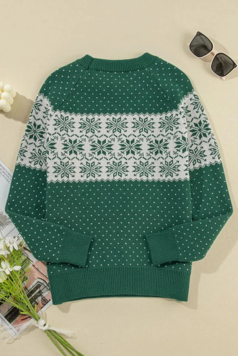 Graphic Round Neck Long Sleeve Sweater - Love Salve